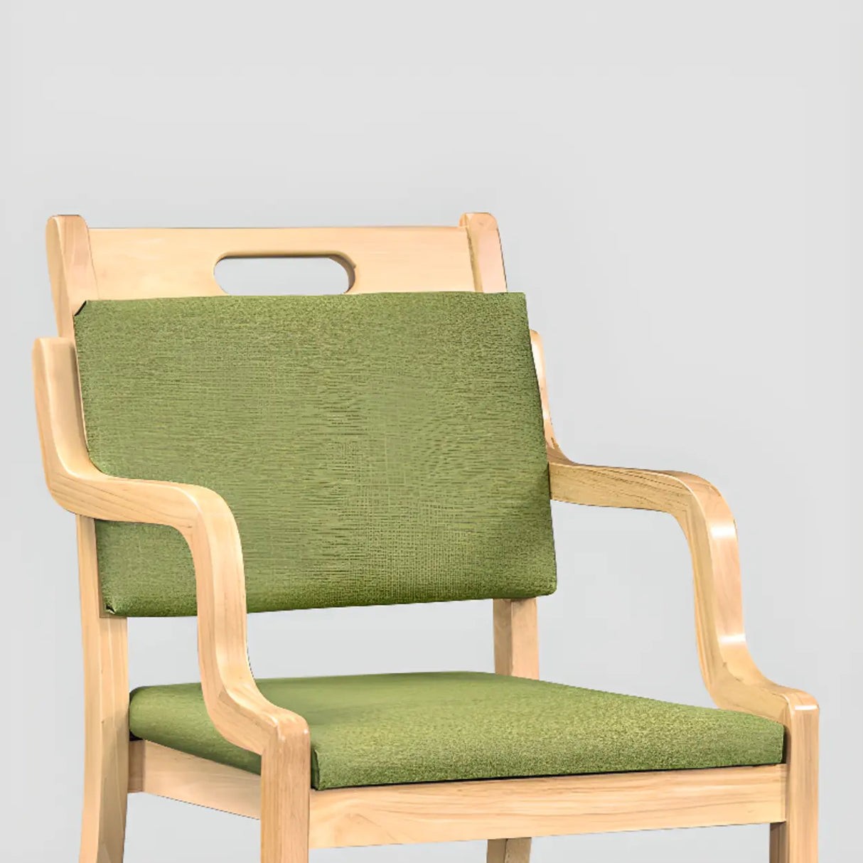 Green Wood Armchair Standard Upholstered Dining Chair Image - 10