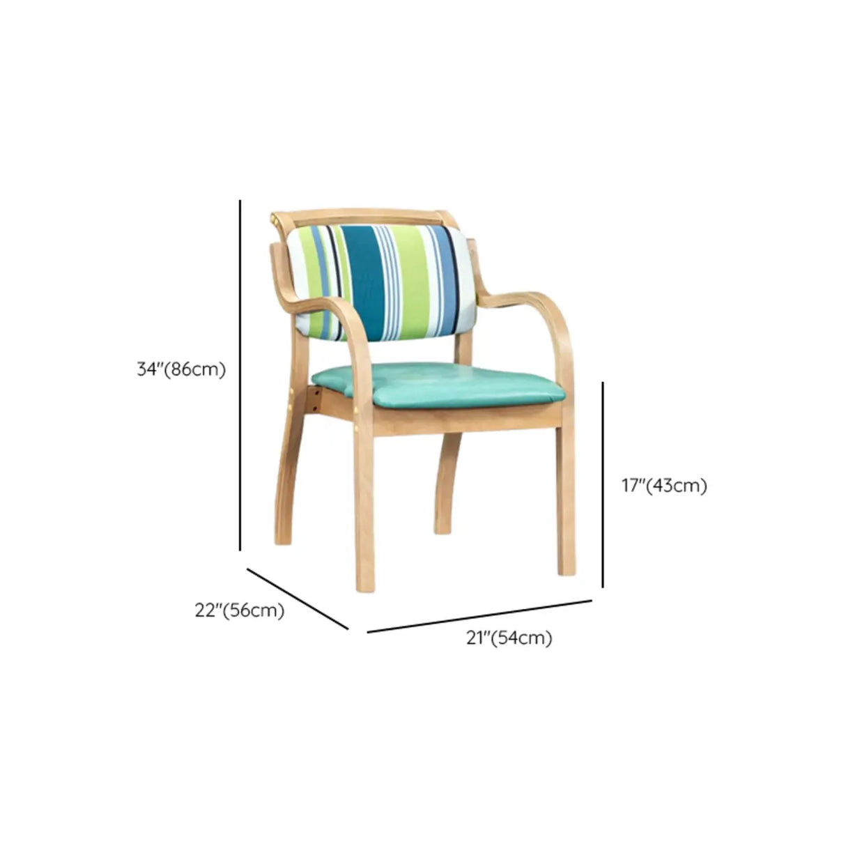 Green Wood Armchair Standard Upholstered Dining Chair