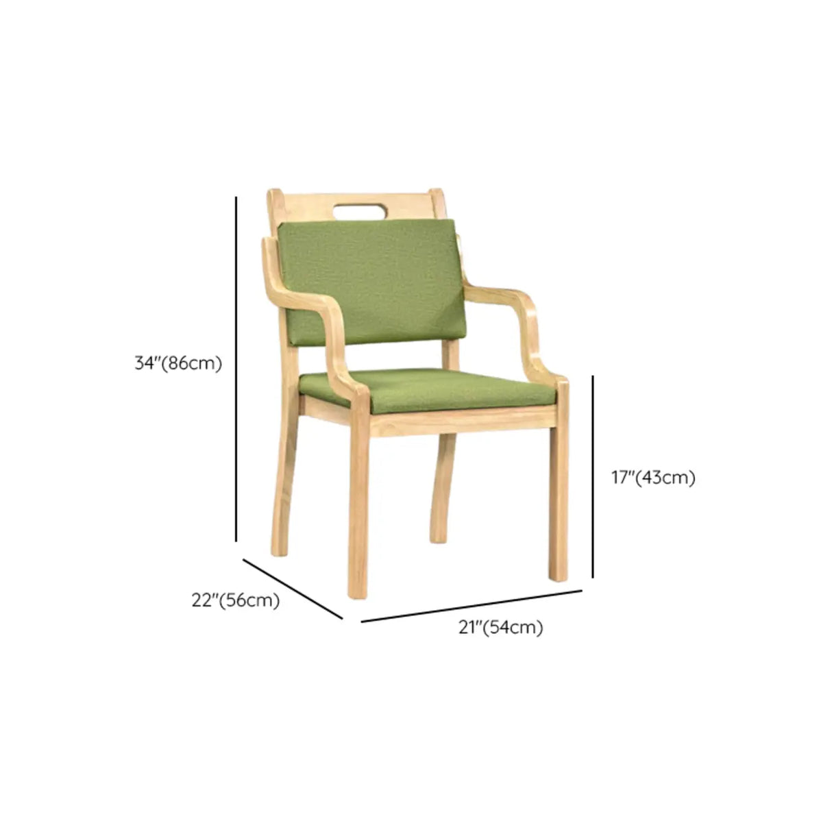Green Wood Armchair Standard Upholstered Dining Chair Image - 13