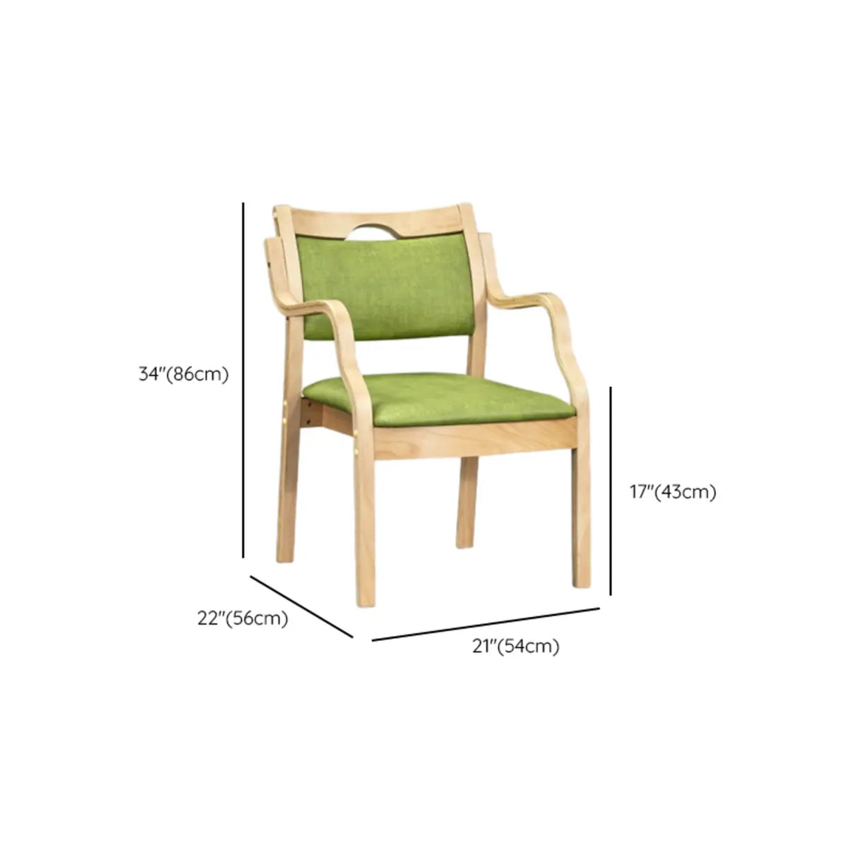 Green Wood Armchair Standard Upholstered Dining Chair Image - 14