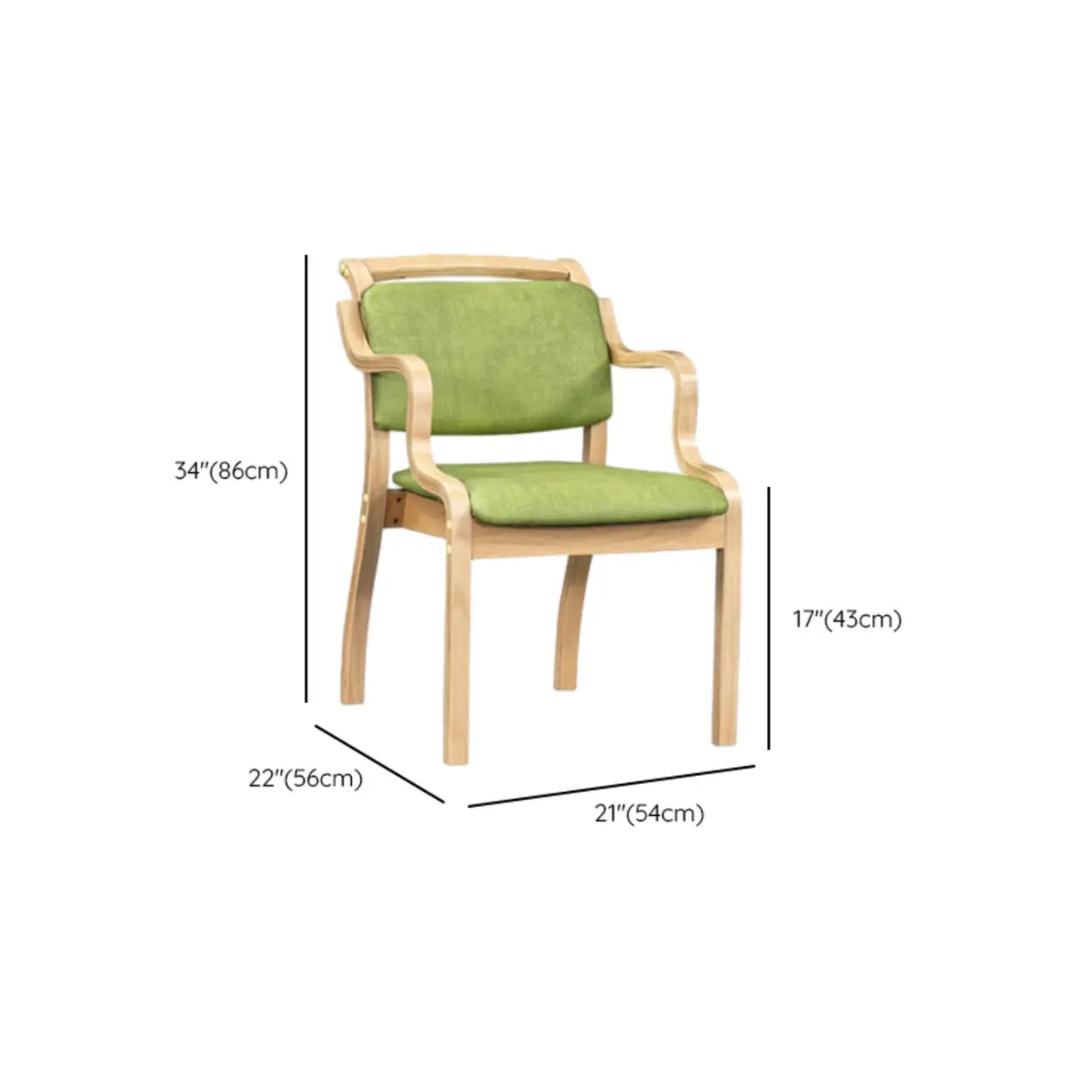 Green Wood Armchair Standard Upholstered Dining Chair Image - 15