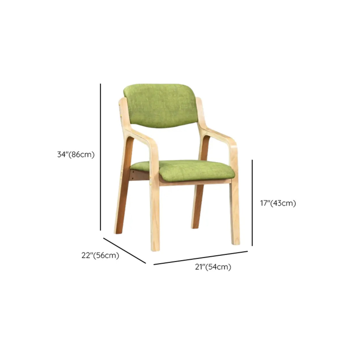 Green Wood Armchair Standard Upholstered Dining Chair Image - 16