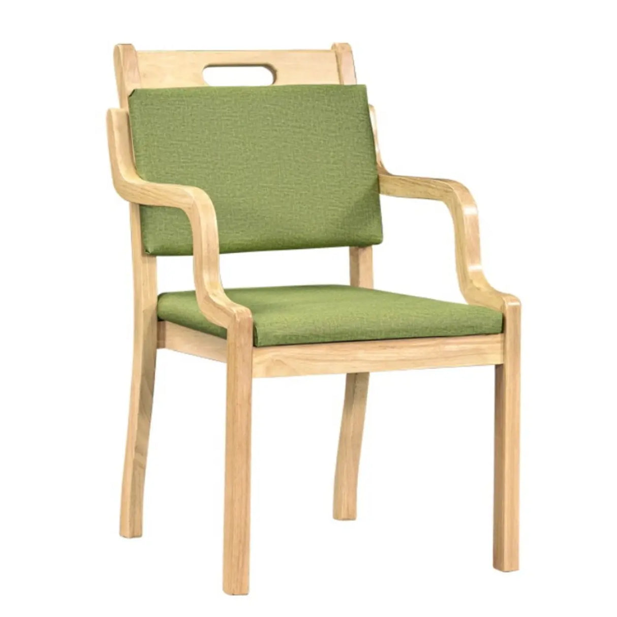 Green Wood Armchair Standard Upholstered Dining Chair Image - 2