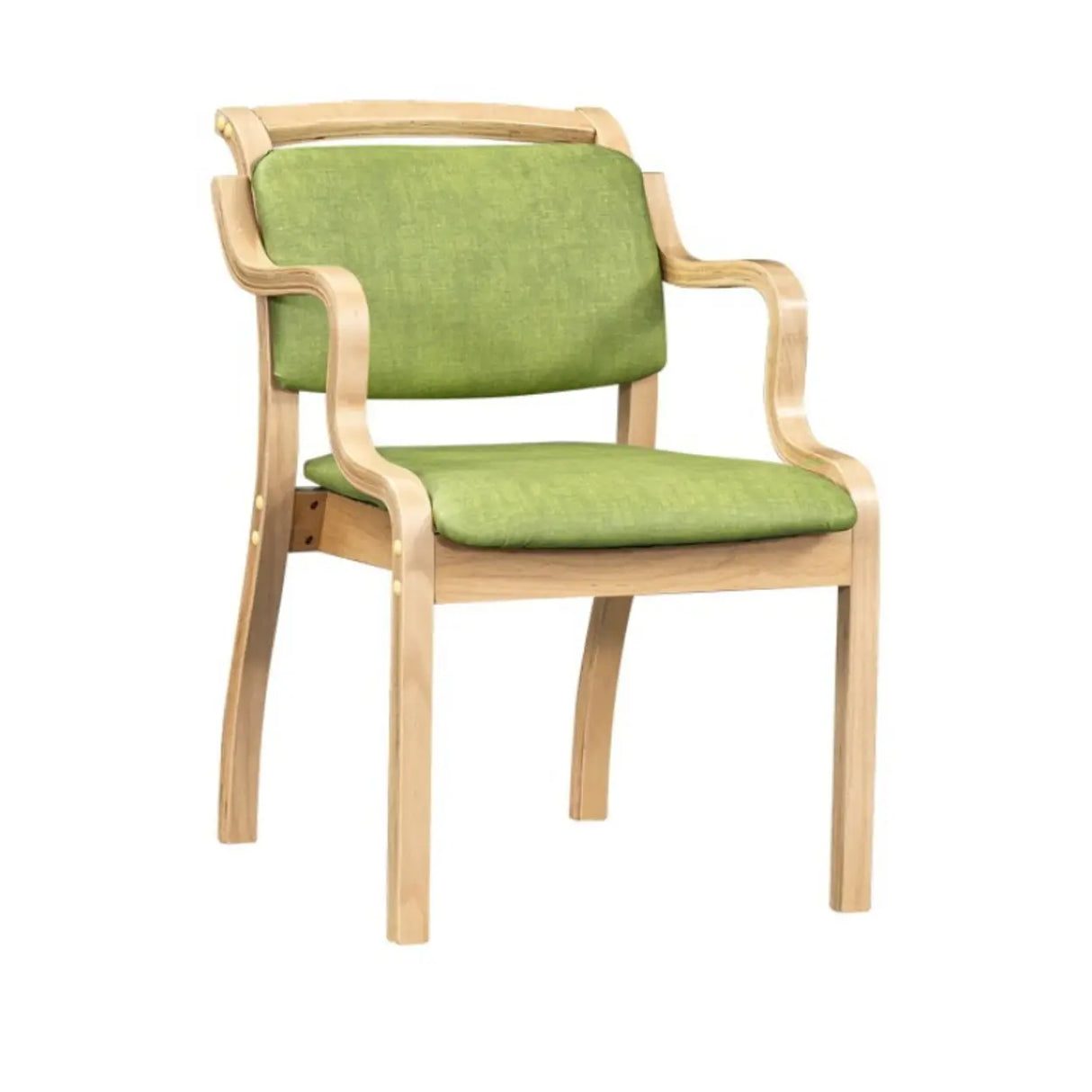 Green Wood Armchair Standard Upholstered Dining Chair Image - 5