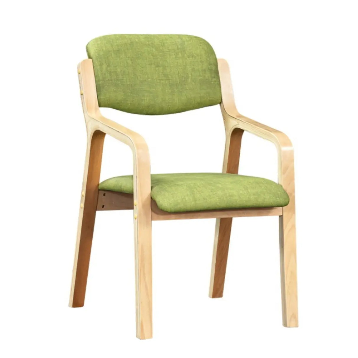 Green Wood Armchair Standard Upholstered Dining Chair Image - 7