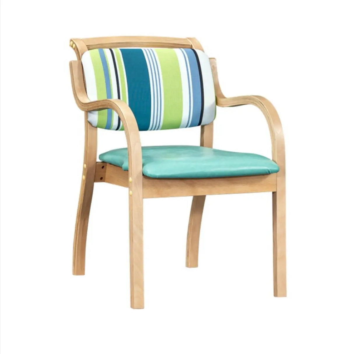 Green Wood Armchair Standard Upholstered Dining Chair Image - 9