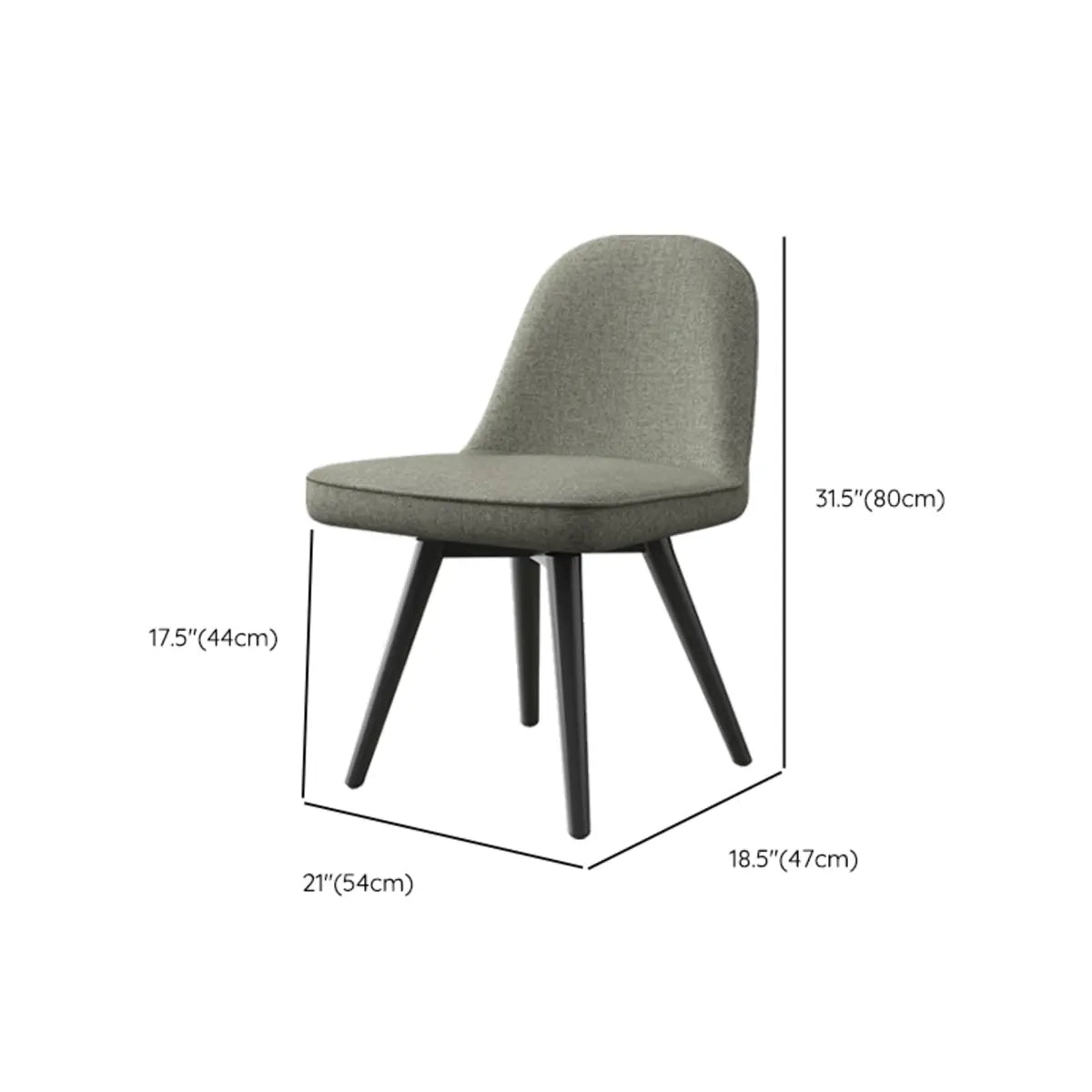 Grey Backrest Linen Upholstered Metal Leg Dining Chairs Image - 13