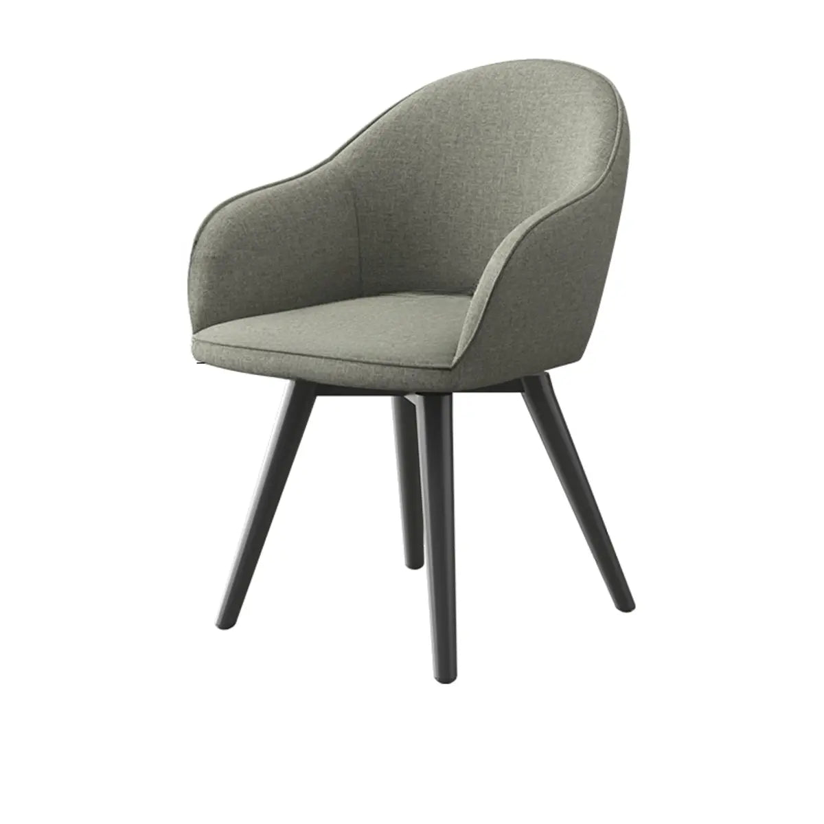 Grey Backrest Linen Upholstered Metal Leg Dining Chairs Image - 2