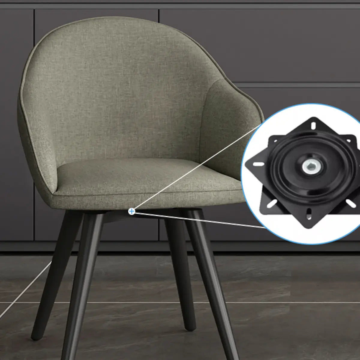 Grey Backrest Linen Upholstered Metal Leg Dining Chairs Image - 4