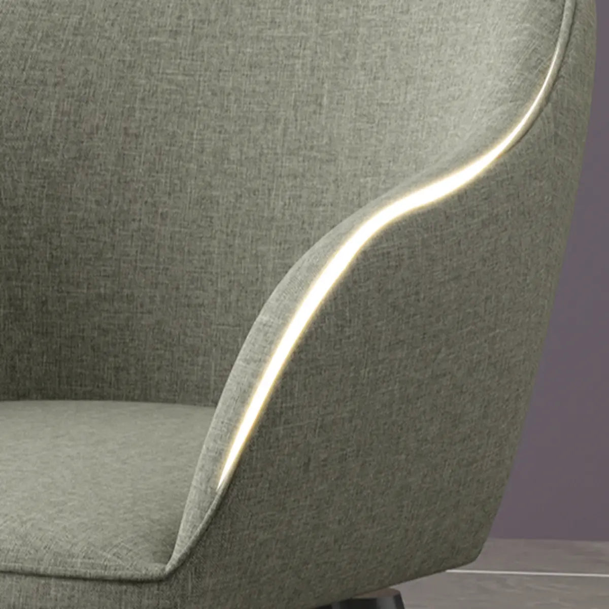 Grey Backrest Linen Upholstered Metal Leg Dining Chairs Image - 7