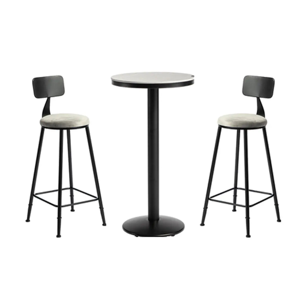 Grey Circular Round Sintered Stone Small Bistro Bar Table Image - 13