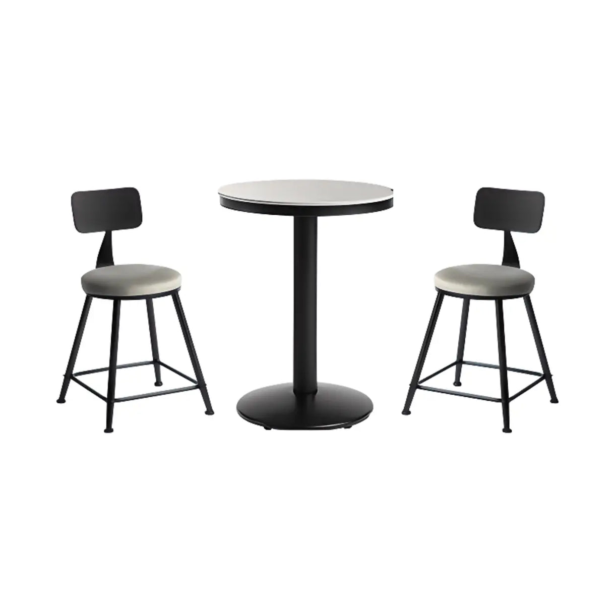 Grey Circular Round Sintered Stone Small Bistro Bar Table Image - 14