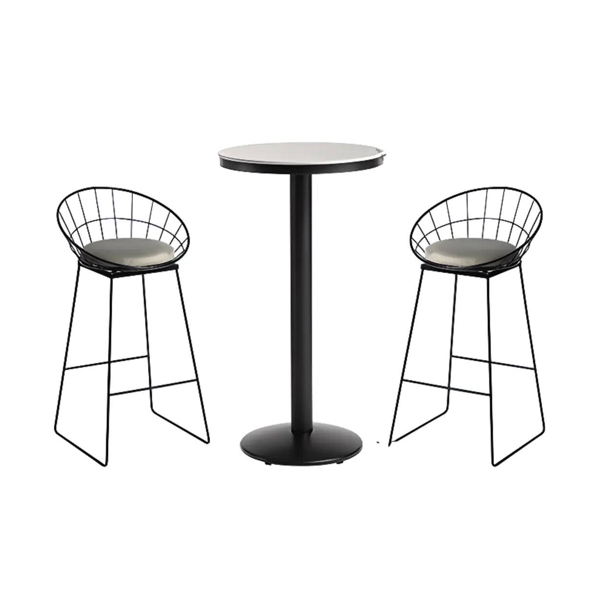 Grey Circular Round Sintered Stone Small Bistro Bar Table Image - 15