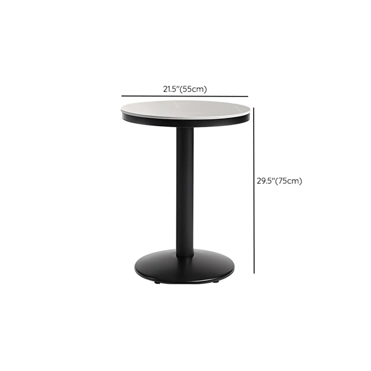 Grey Circular Round Sintered Stone Small Bistro Bar Table