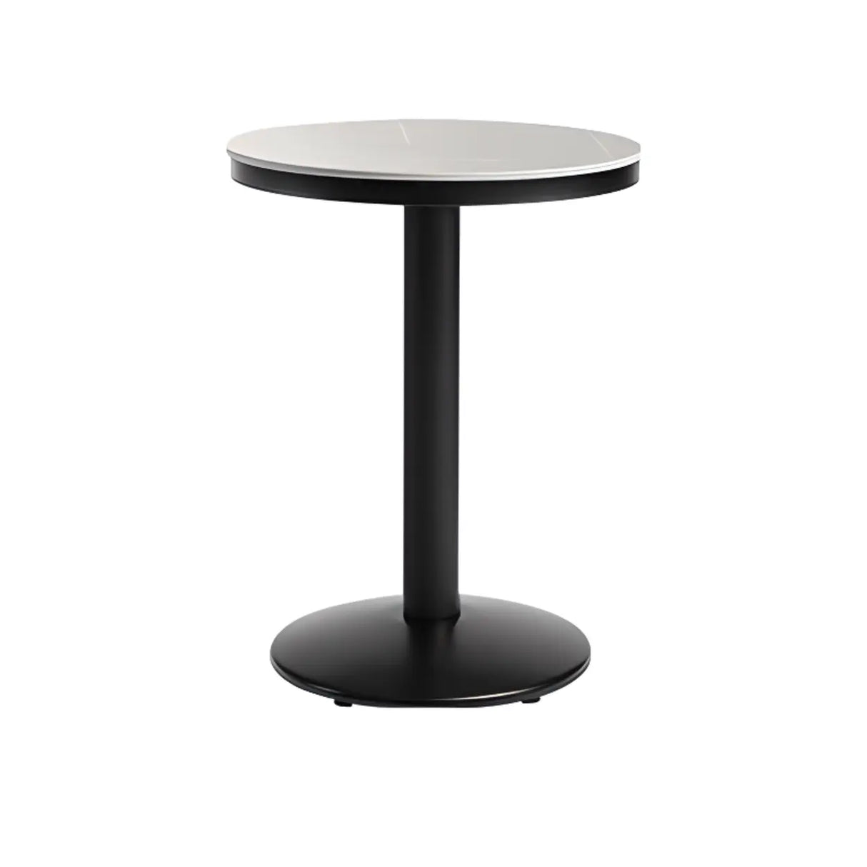 Grey Circular Round Sintered Stone Small Bistro Bar Table Image - 2