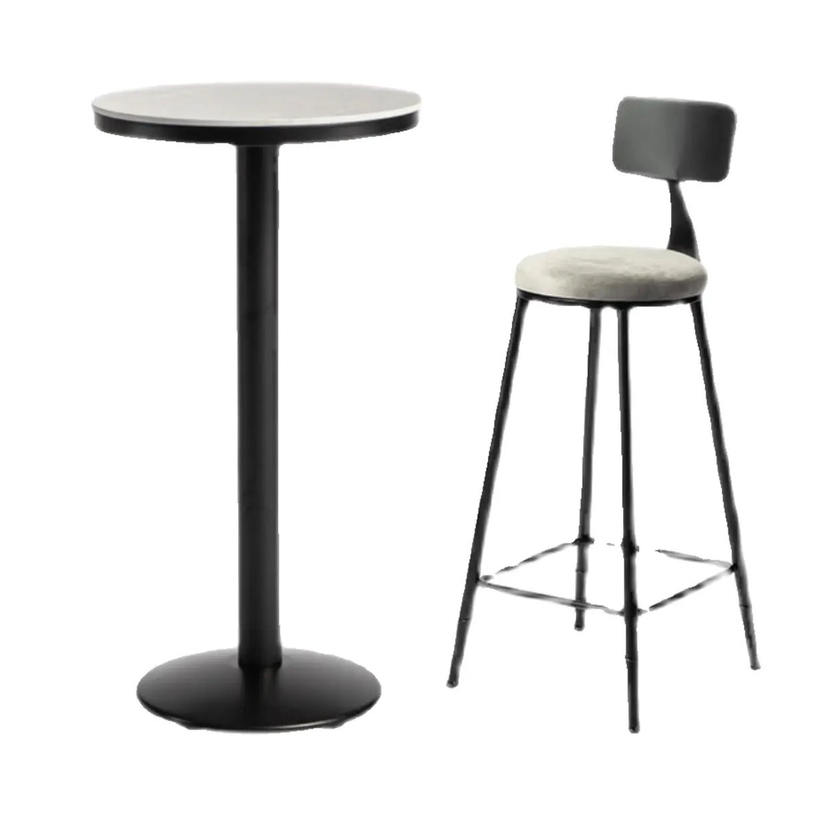 Grey Circular Round Sintered Stone Small Bistro Bar Table Image - 7