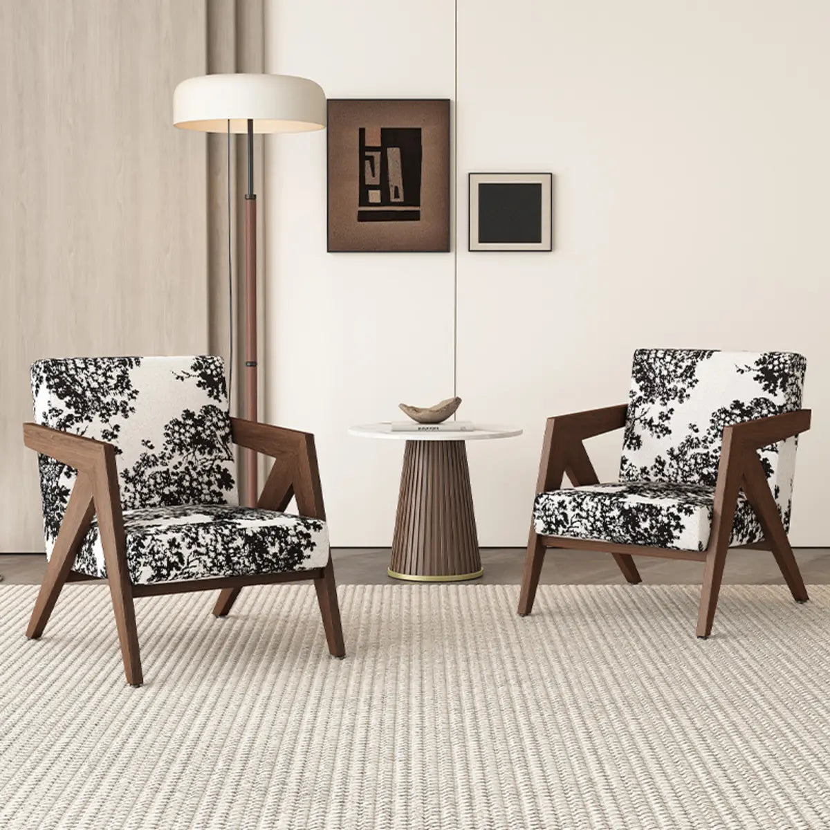 Grey Cotton Linen Tight Back Square Arm Accent Chair Image - 4