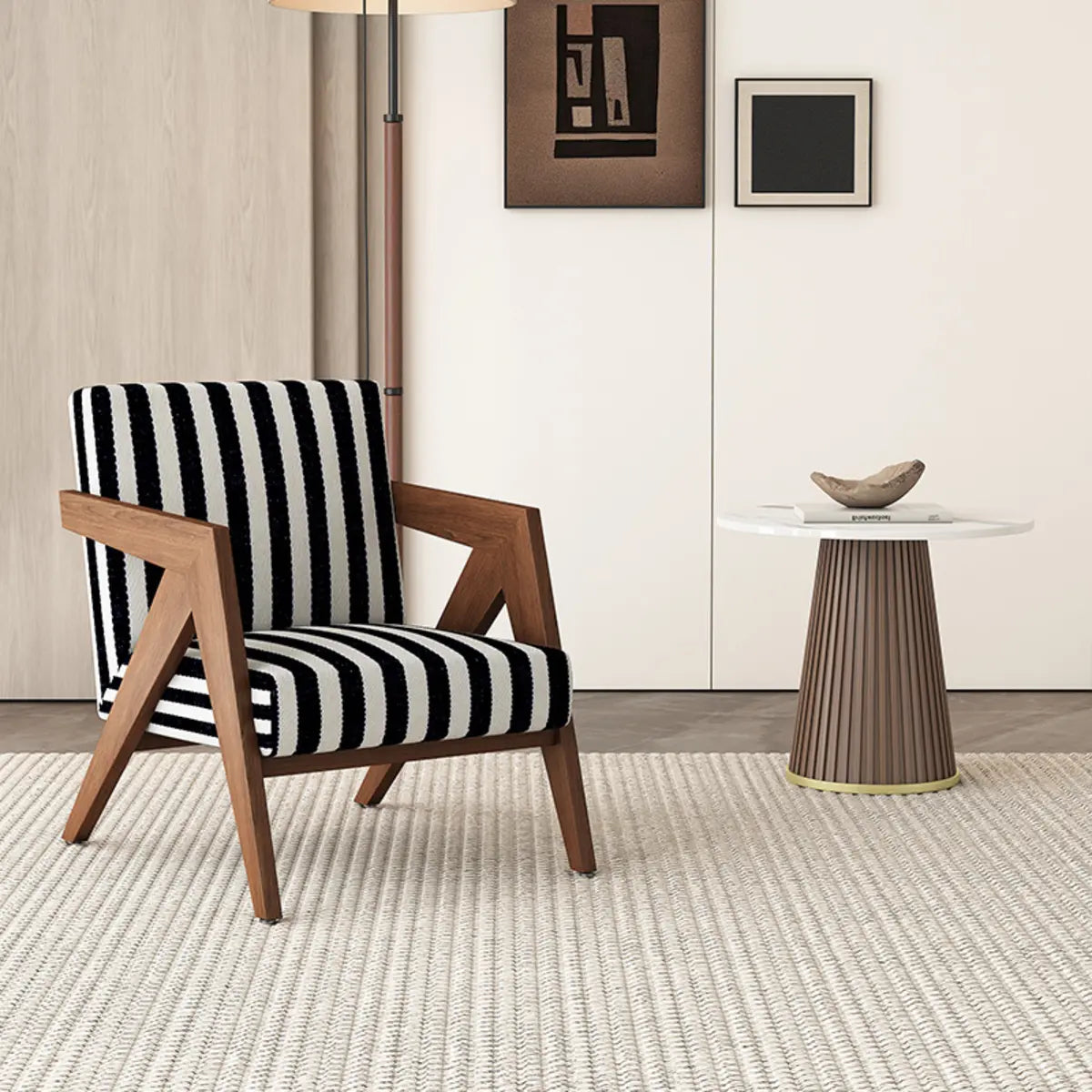 Grey Cotton Linen Tight Back Square Arm Accent Chair Image - 6