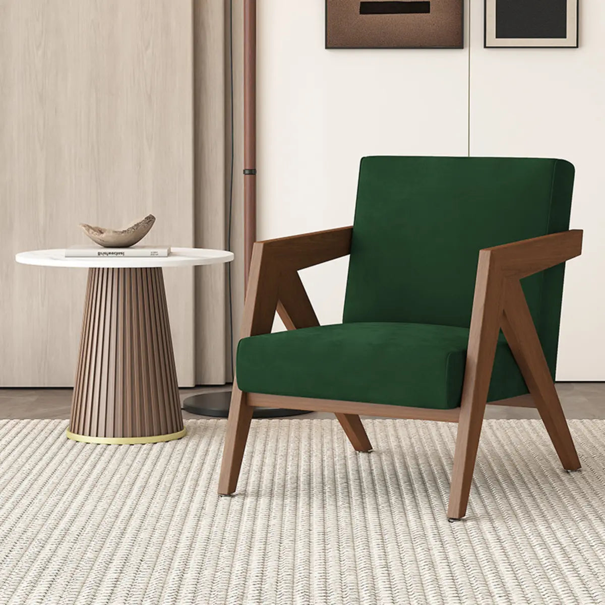 Grey Cotton Linen Tight Back Square Arm Accent Chair Image - 8