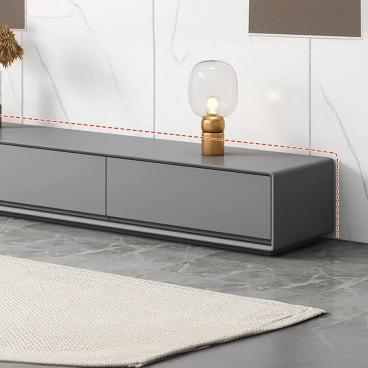 Grey Enclosed Storage Rectangle TV Stand with Drawers Image - 10