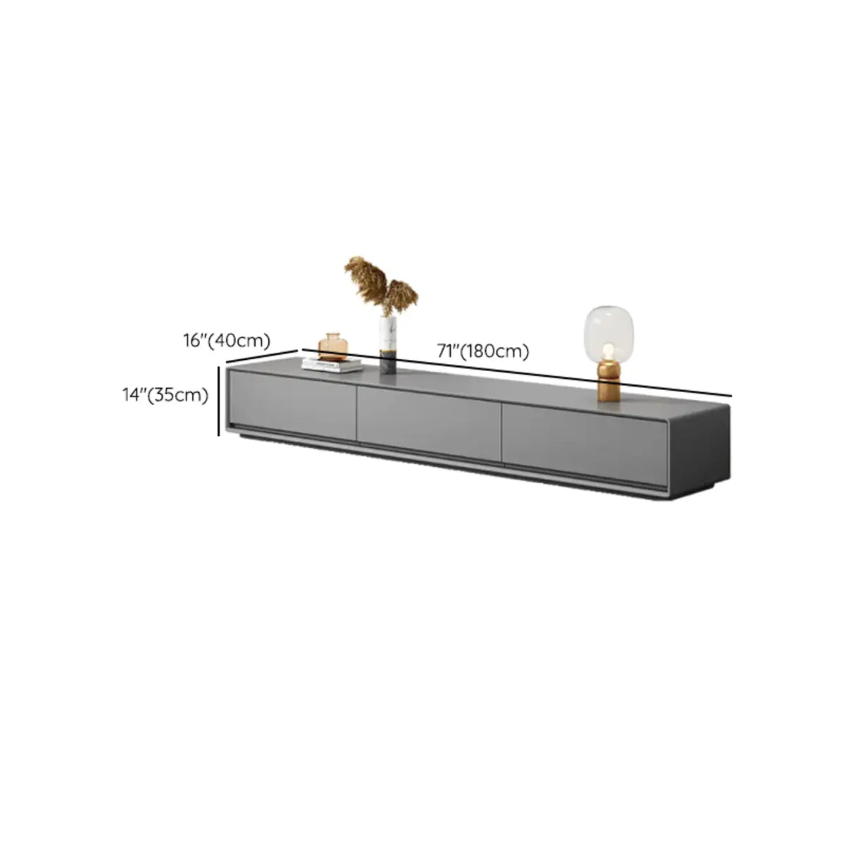 Grey Enclosed Storage Rectangle TV Stand with Drawers