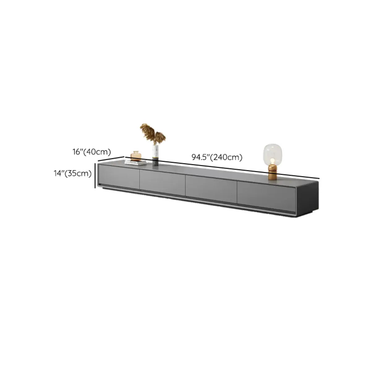 Grey Enclosed Storage Rectangle TV Stand with Drawers Image - 14