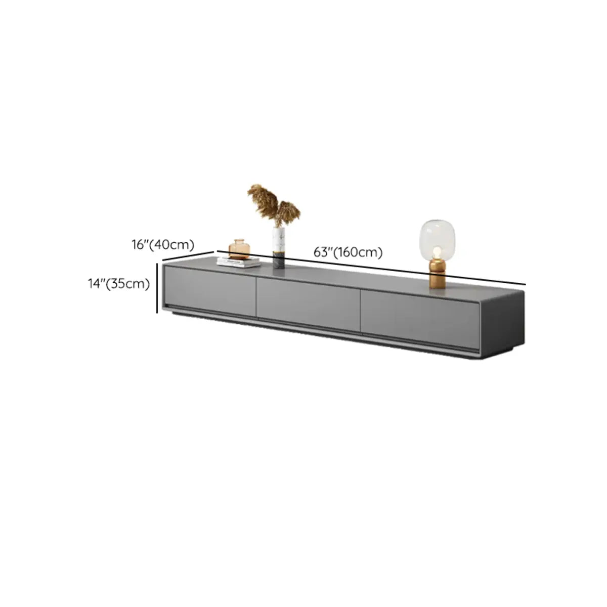 Grey Enclosed Storage Rectangle TV Stand with Drawers Image - 16
