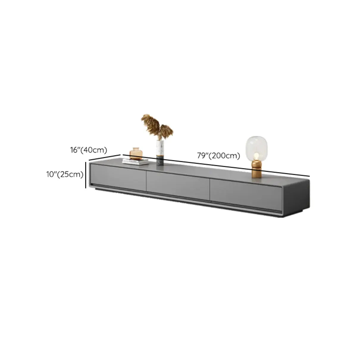 Grey Enclosed Storage Rectangle TV Stand with Drawers Image - 18