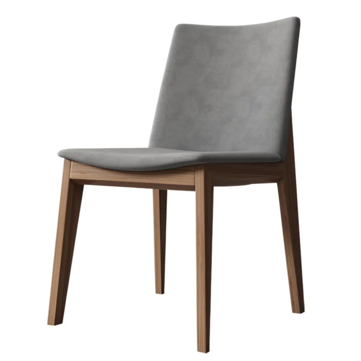 Grey Fabric Seat Backrest Natural Wood Dining Chair Image - 6