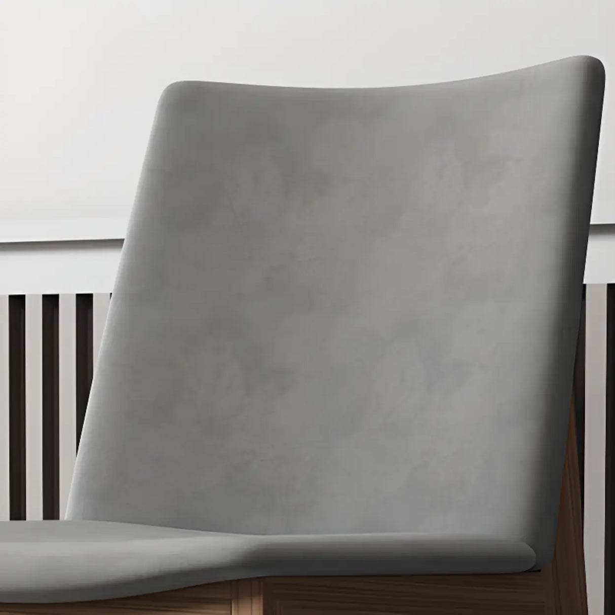 Grey Fabric Seat Backrest Natural Wood Dining Chair Image - 9