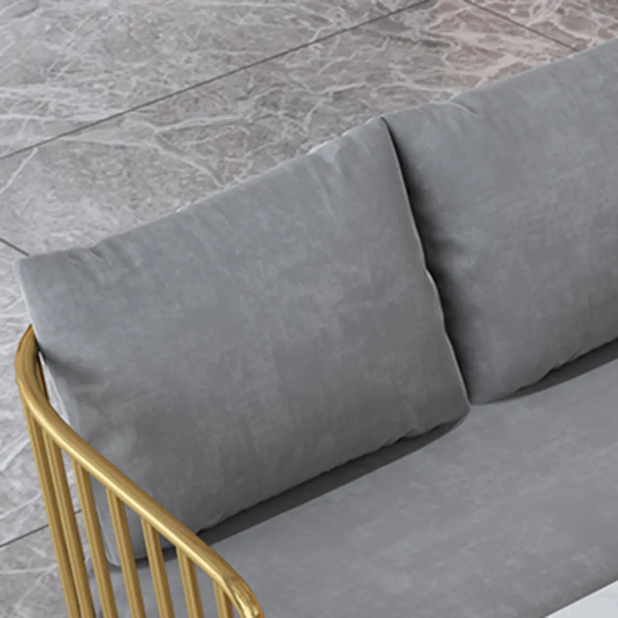 Grey Fade Resistant Fabric Metal Frame Loveseat Set Image - 10