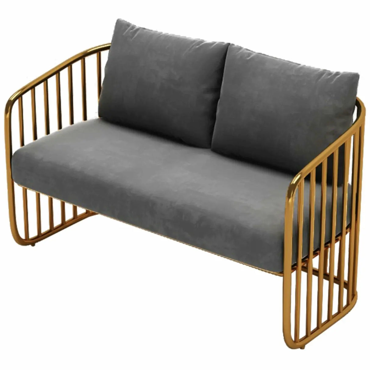 Grey Fade Resistant Fabric Metal Frame Loveseat Set Image - 2