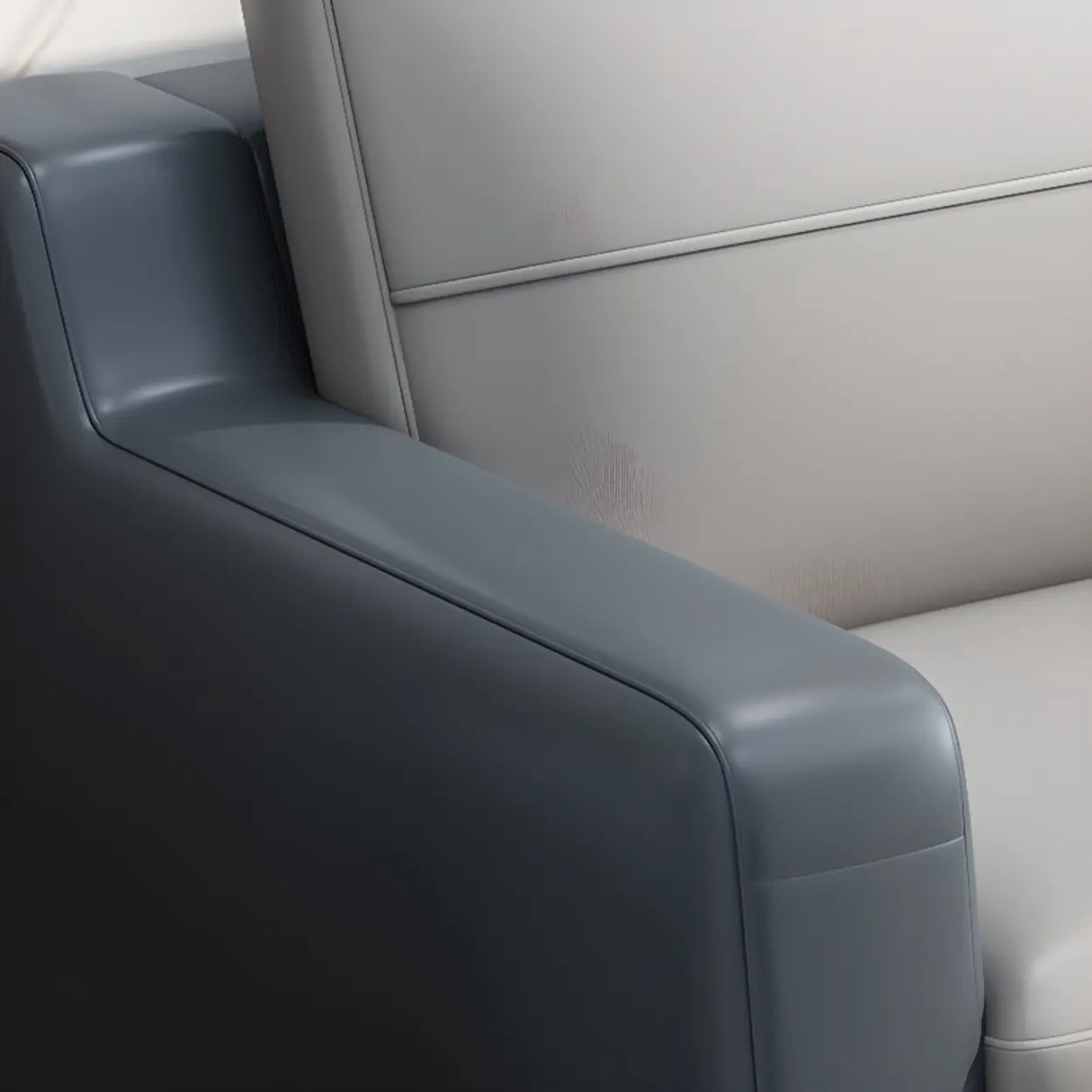 Grey Fade Resistant Faux Leather Sewn Pillow Back Sofa Image - 10