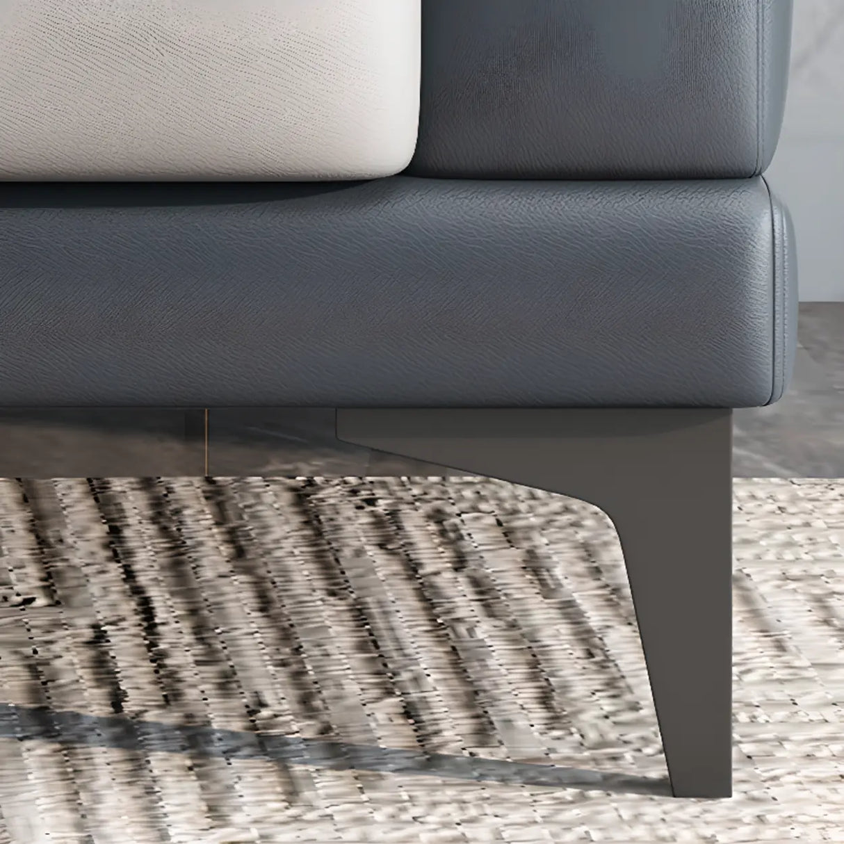 Grey Fade Resistant Faux Leather Sewn Pillow Back Sofa Image - 11