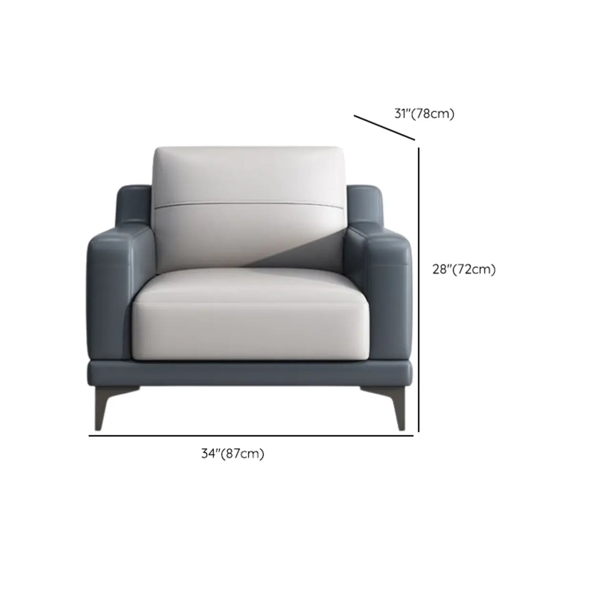 Grey Fade Resistant Faux Leather Sewn Pillow Back Sofa