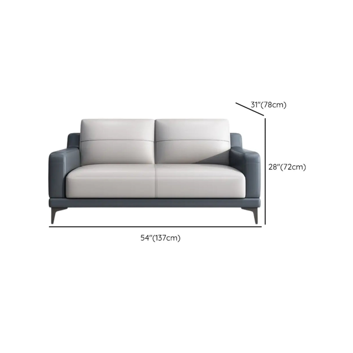 Grey Fade Resistant Faux Leather Sewn Pillow Back Sofa Image - 13