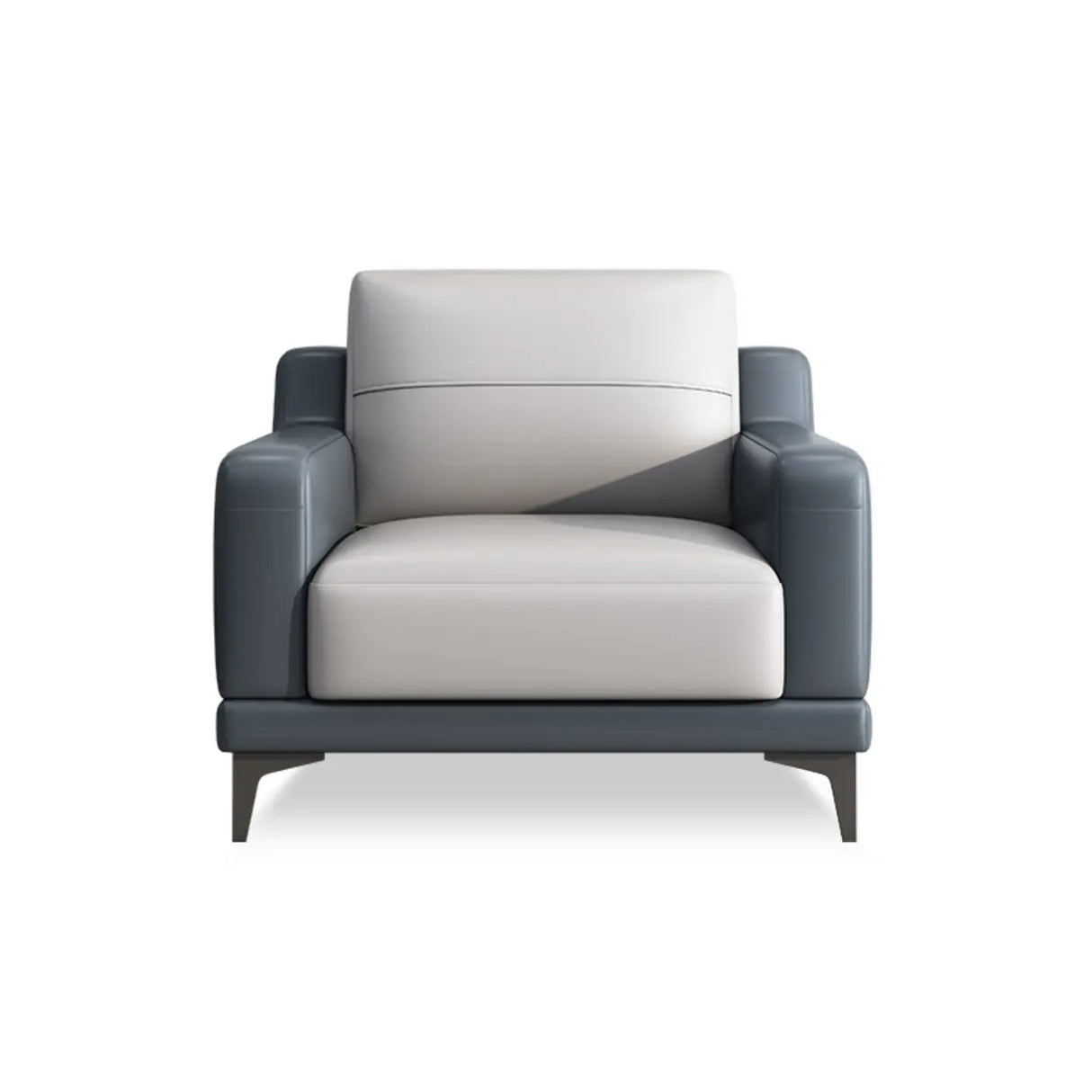 Grey Fade Resistant Faux Leather Sewn Pillow Back Sofa Image - 2