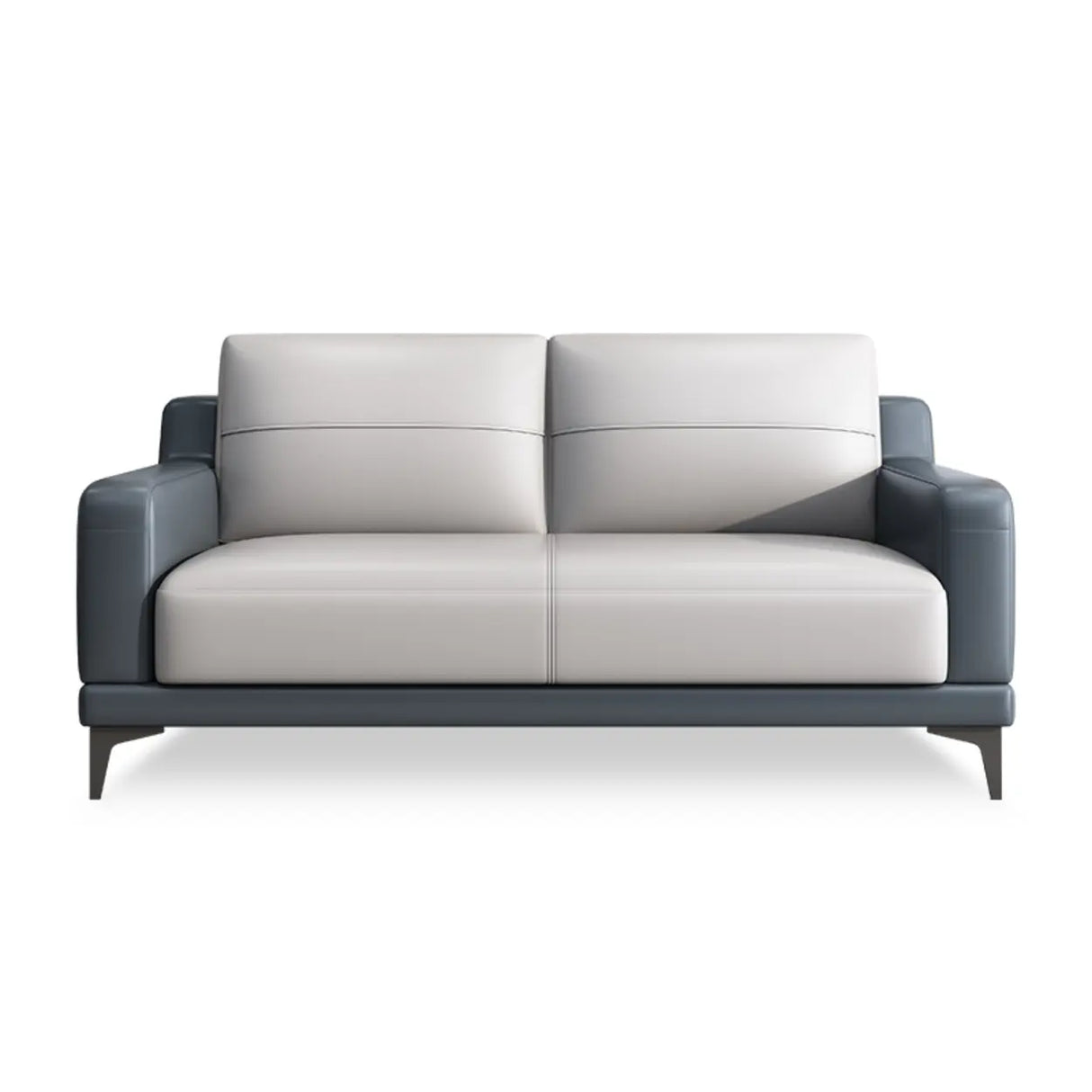 Grey Fade Resistant Faux Leather Sewn Pillow Back Sofa Image - 3