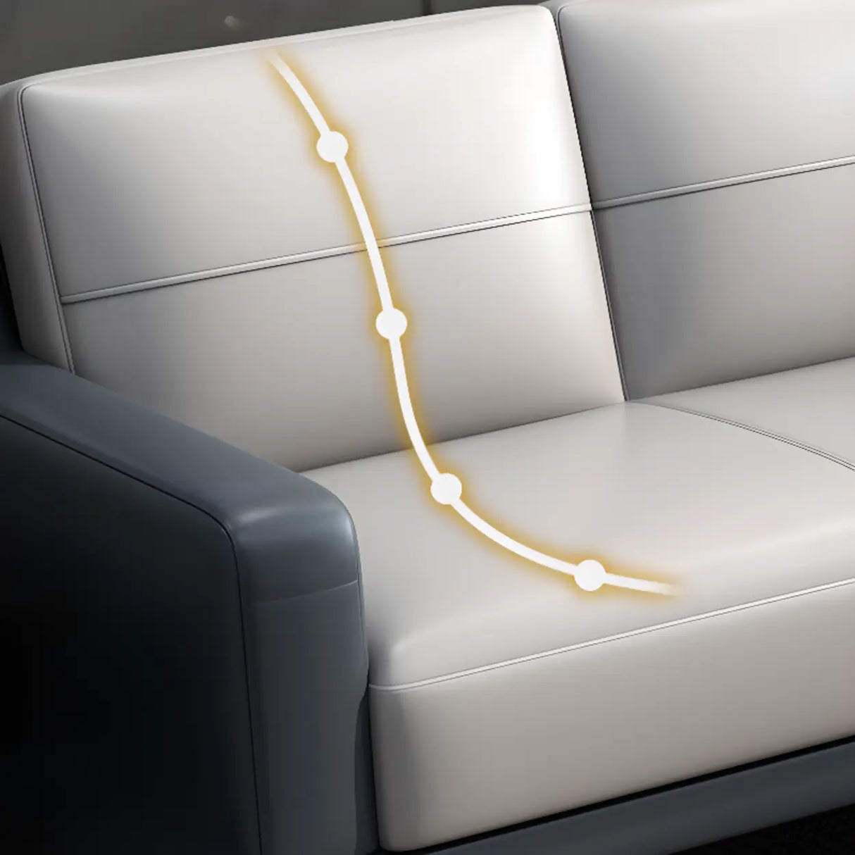 Grey Fade Resistant Faux Leather Sewn Pillow Back Sofa Image - 8