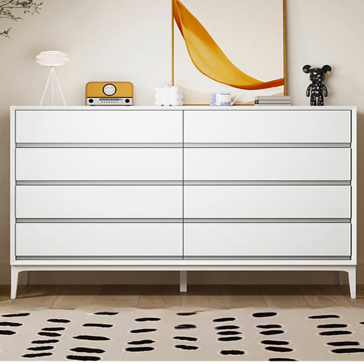 Grey Finish Wooden Eight-Drawer Dresser Chest Image - 10