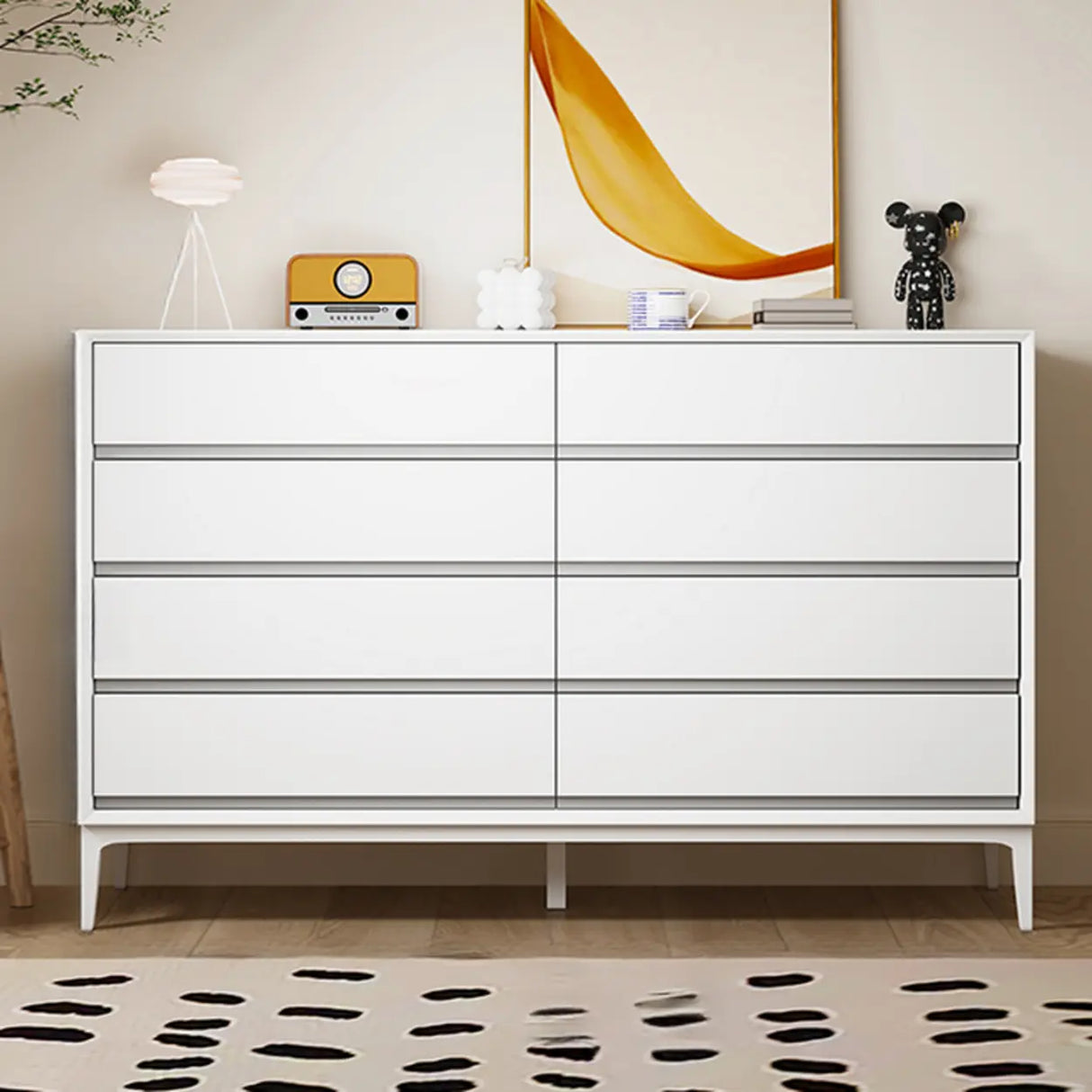 Grey Finish Wooden Eight-Drawer Dresser Chest Image - 14