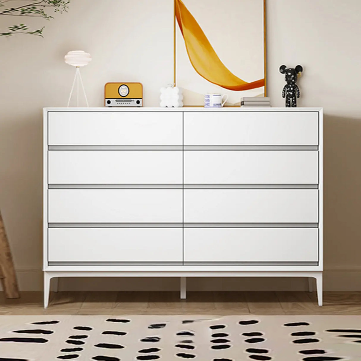 Grey Finish Wooden Eight-Drawer Dresser Chest Image - 17