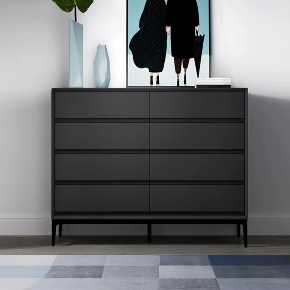 Grey Finish Wooden Eight-Drawer Dresser Chest Image - 19