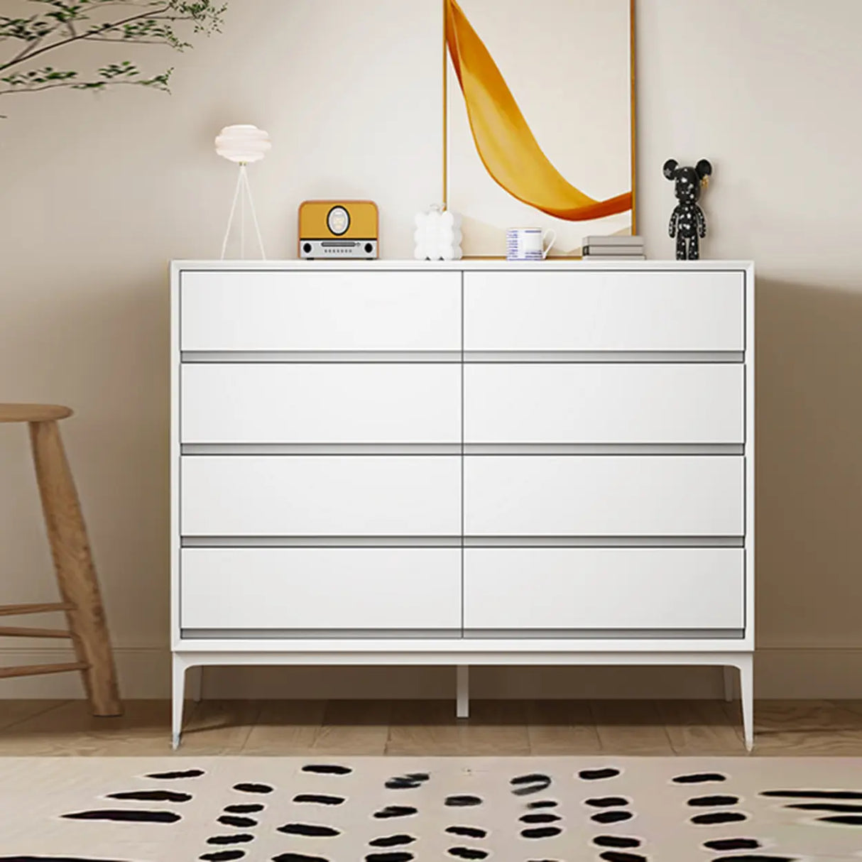 Grey Finish Wooden Eight-Drawer Dresser Chest Image - 20