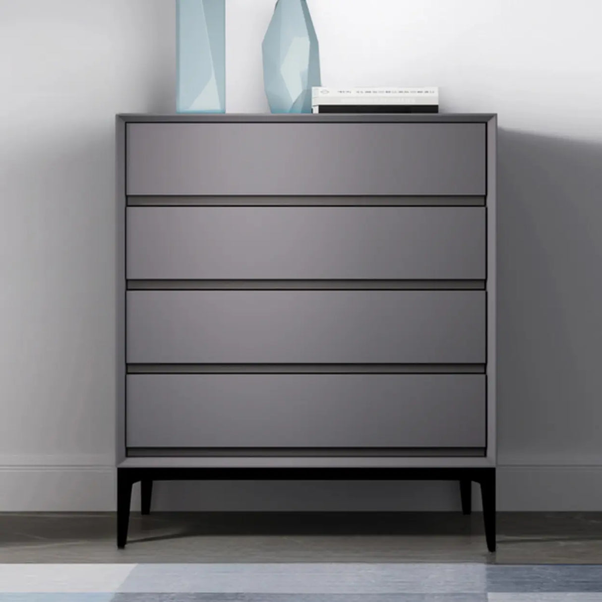 Grey Finish Wooden Eight-Drawer Dresser Chest Image - 21