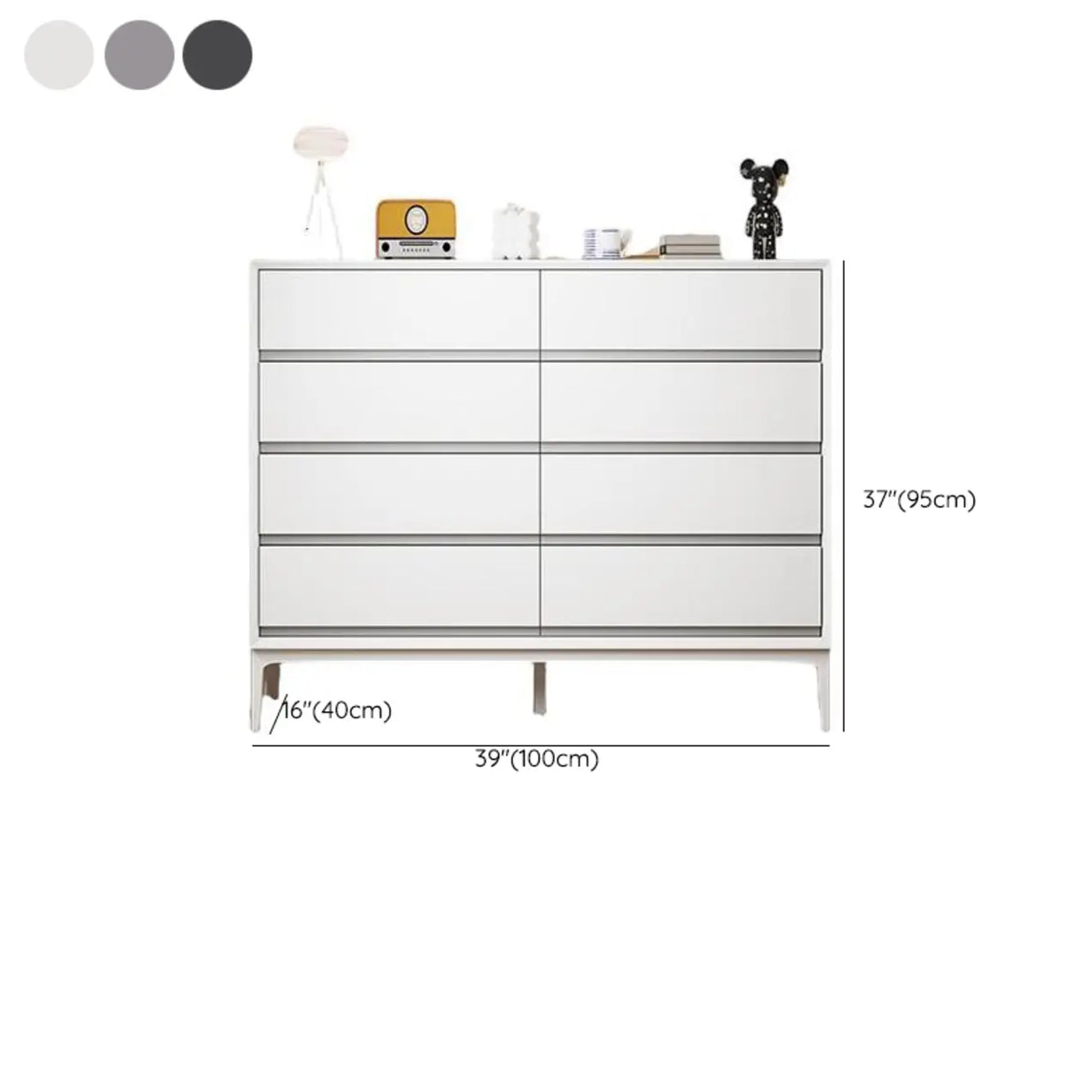 Grey Finish Wooden Eight-Drawer Dresser Chest Image - 26