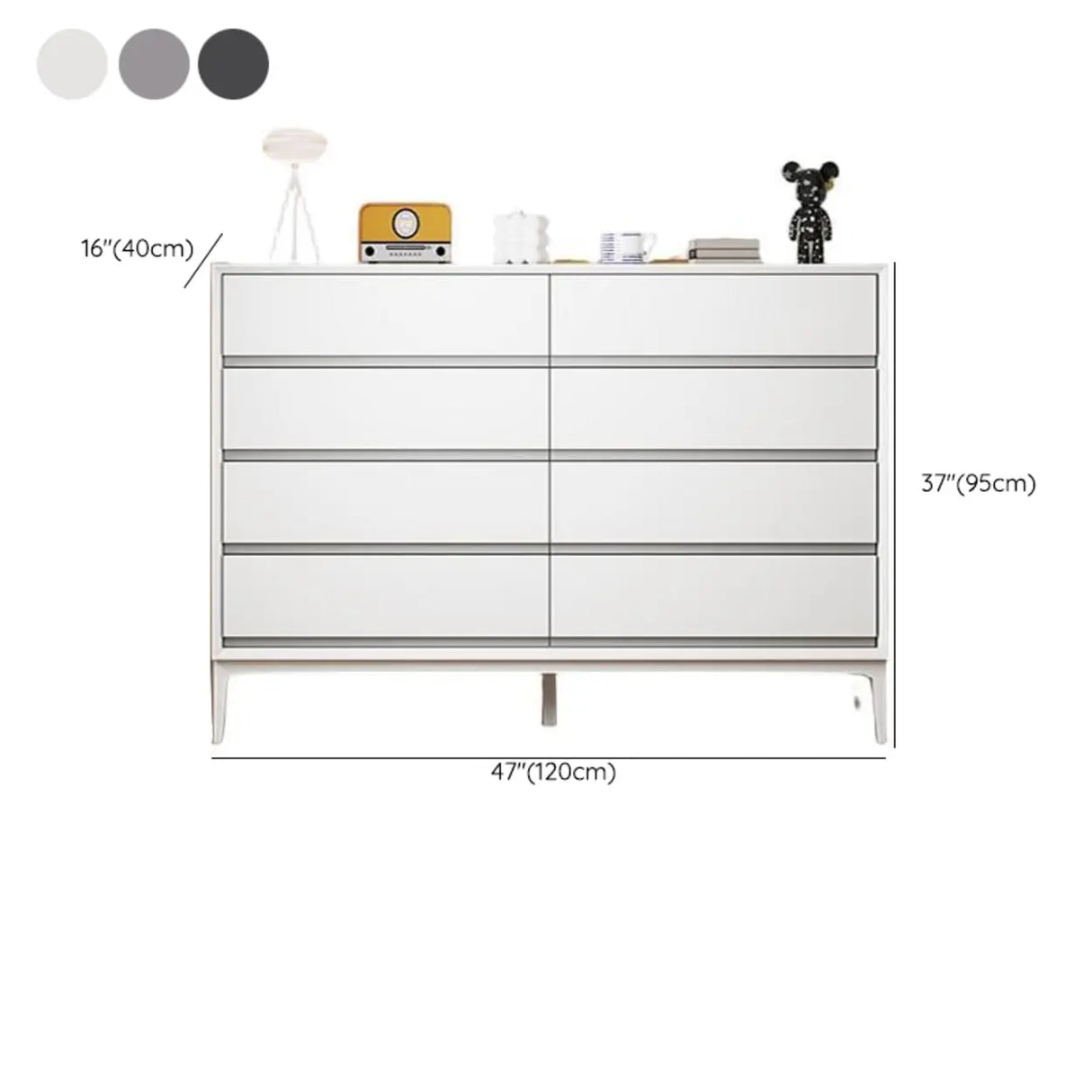 Grey Finish Wooden Eight-Drawer Dresser Chest Image - 27