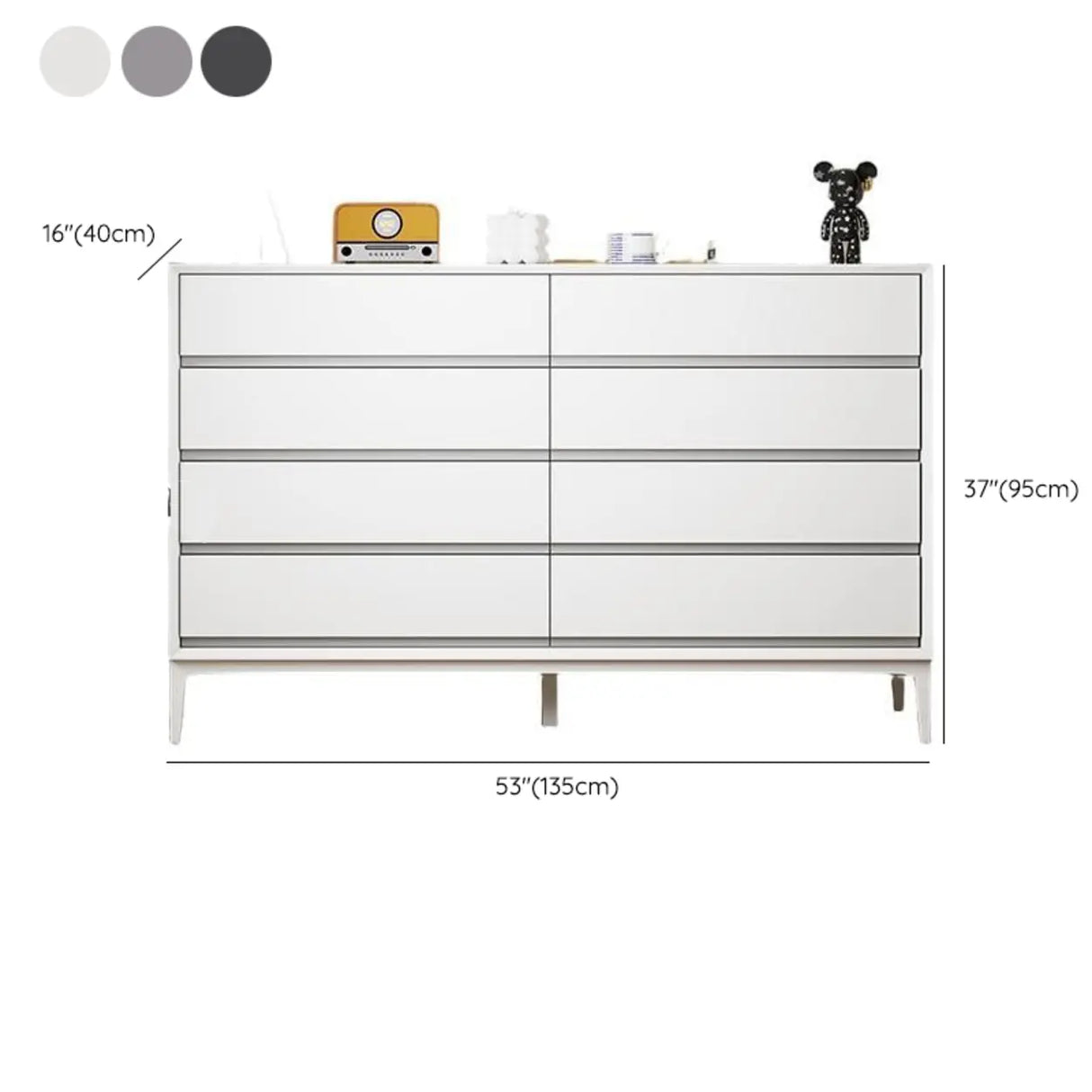 Grey Finish Wooden Eight-Drawer Dresser Chest Image - 28