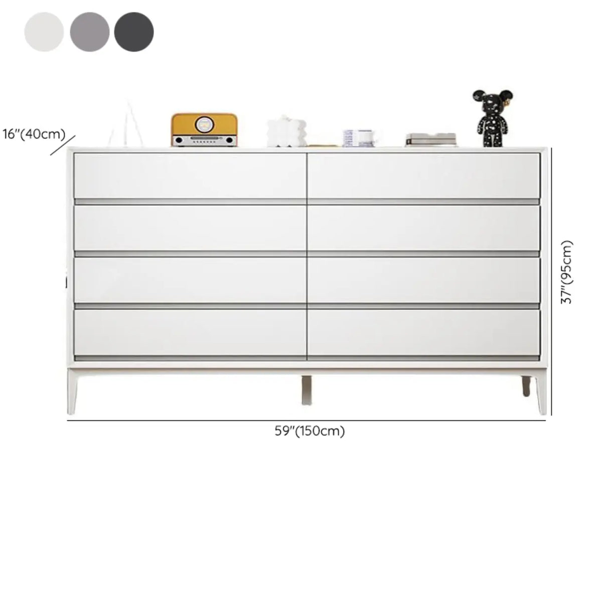 Grey Finish Wooden Eight-Drawer Dresser Chest Image - 29