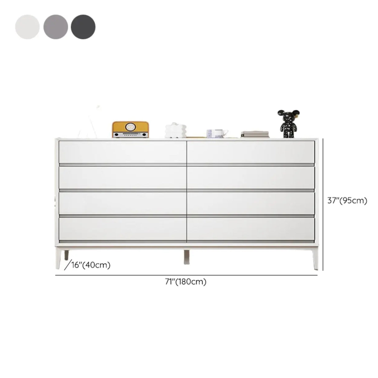 Grey Finish Wooden Eight-Drawer Dresser Chest Image - 30